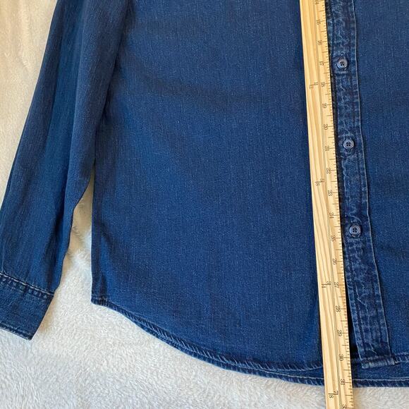 Old Navy Everyday Denim Shirt Men XL Blue Button Up Long Sleeve Regular Fit NWT - Picture 8 of 9